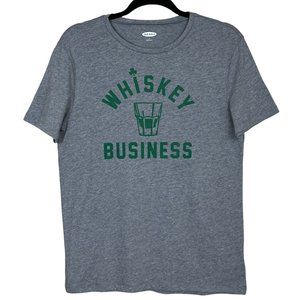 Old Navy Graphic ‘Whiskey Business’ Tee Heather Gray Cotton‎ Blend Men’s Small